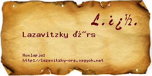 Lazavitzky Örs névjegykártya